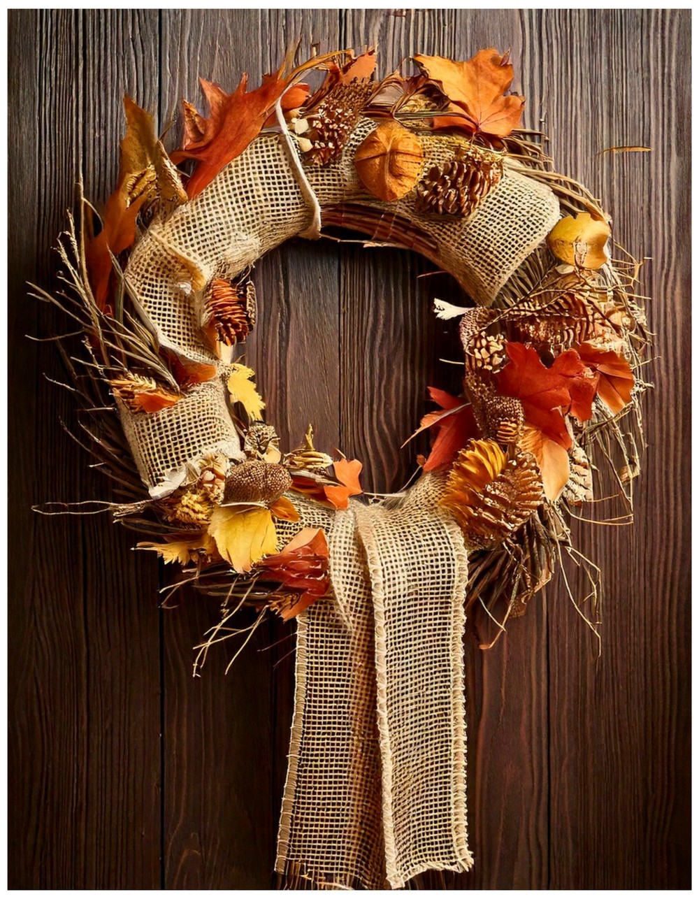 Rustic Burlap and Lace Fall Wreath