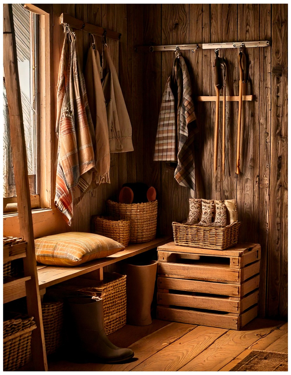 Rustic Farmhouse Boot Storage