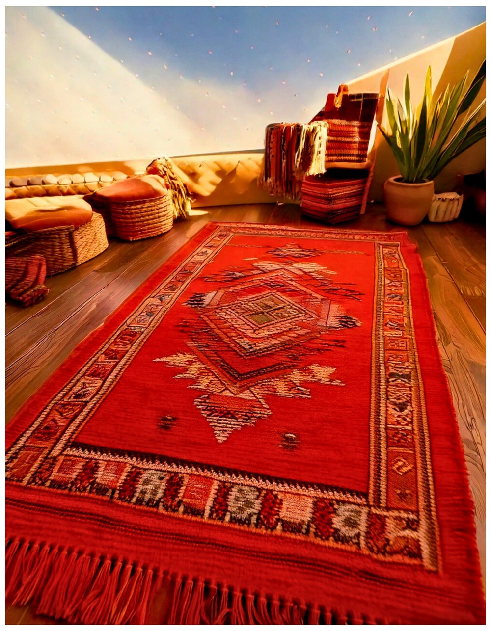 Terracotta-Colored Southwestern Rug