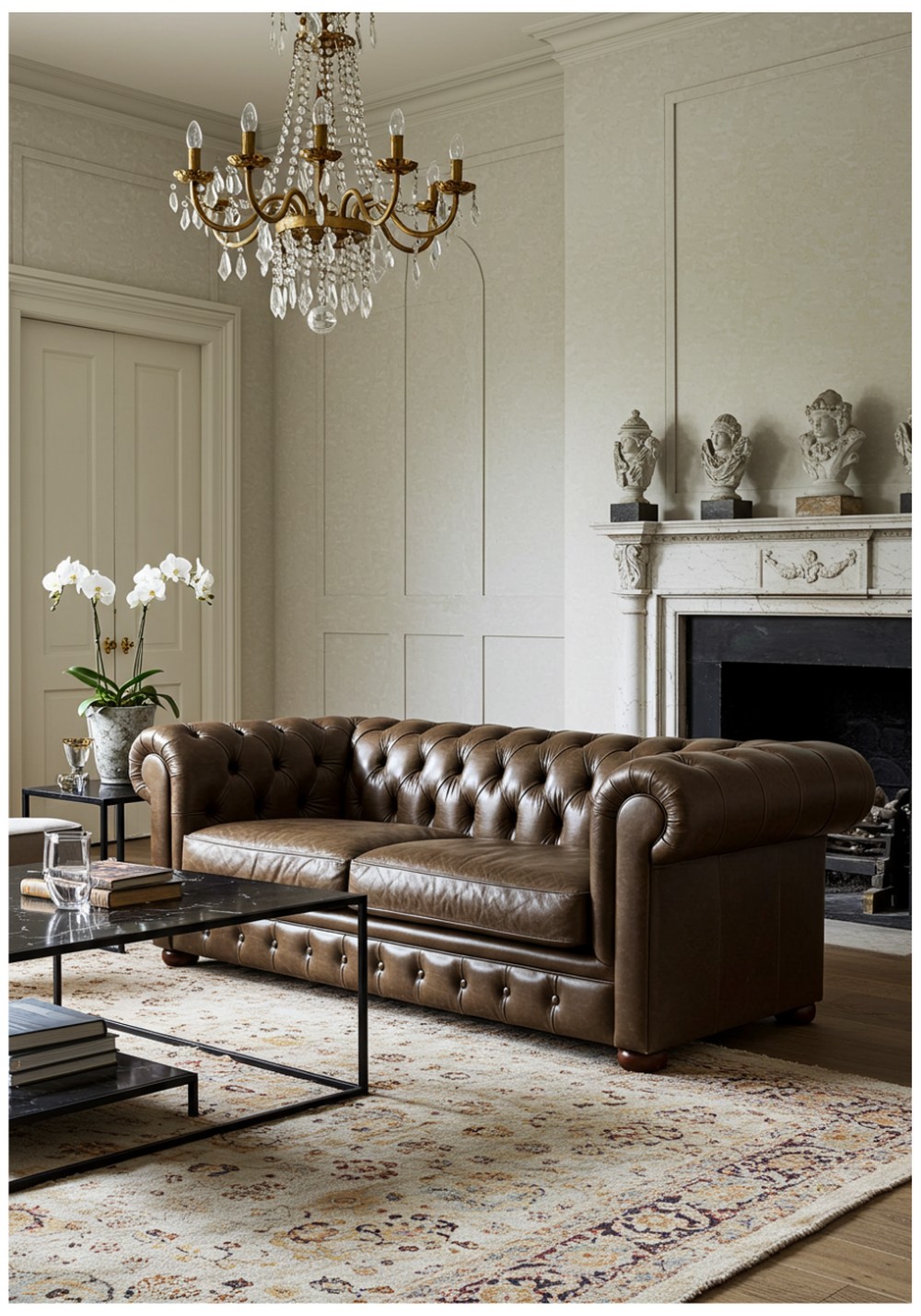 Tufted Leather Chesterfield Centerpiece
