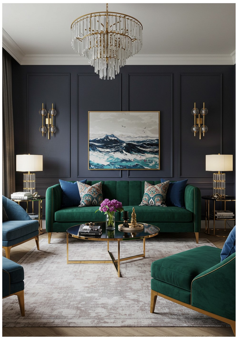 Velvet Sofas With Gold Accents