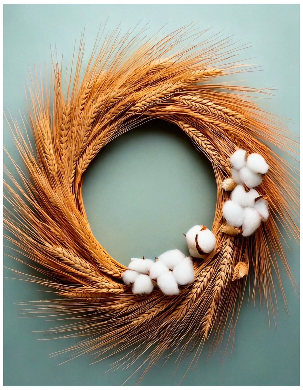 Wheat and Cotton Stem Minimalist Wreath