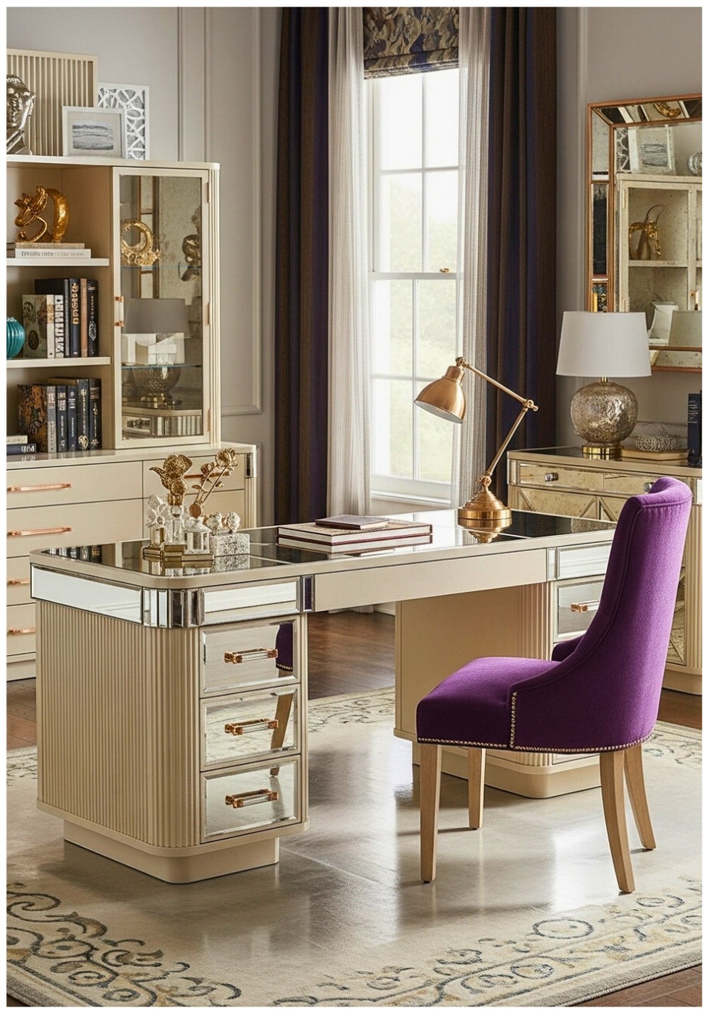 Art Deco Sophistication Curved Lines and Rose Gold Hardware
