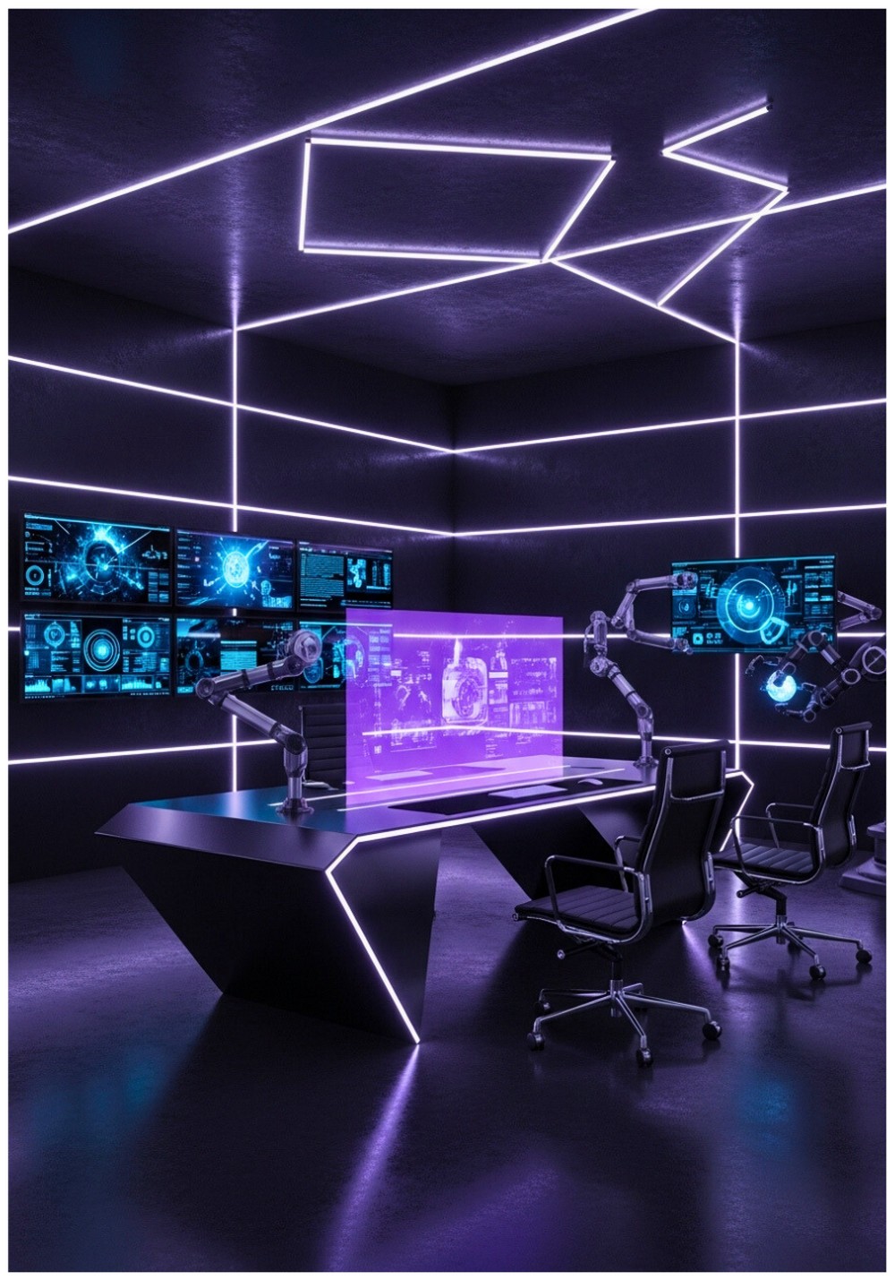 Black Walls With Neon Purple LED Strips