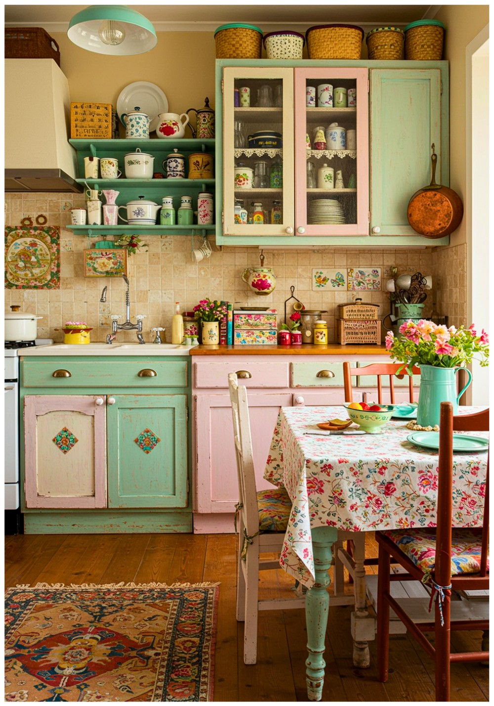Bohemian Cream Backsplash Kitchen