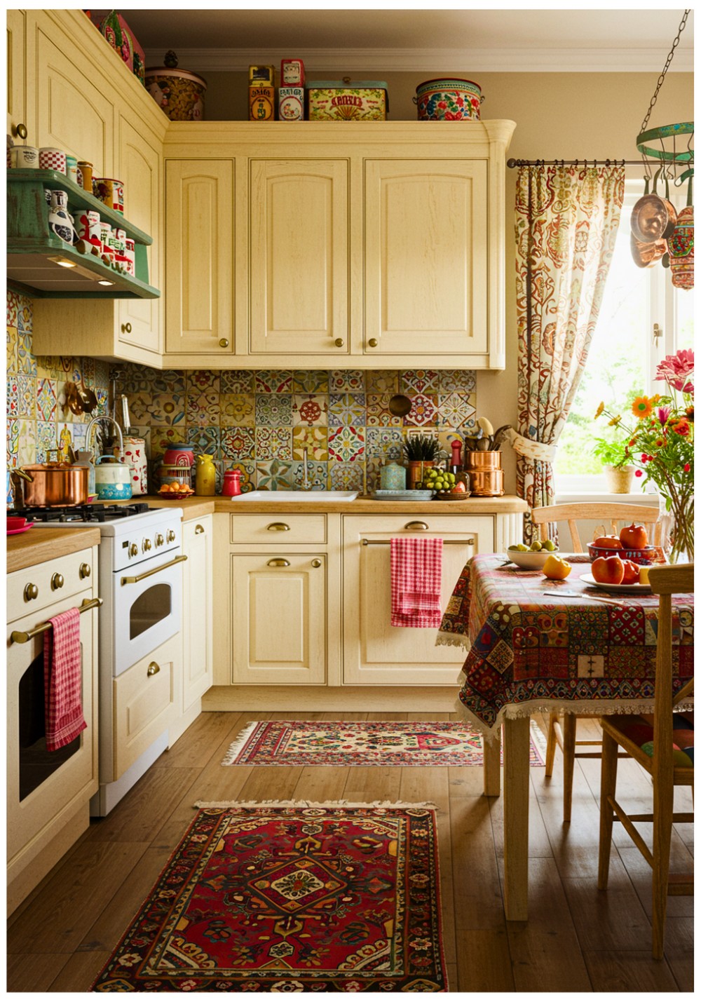 Bohemian Cream Kitchen Cabinets
