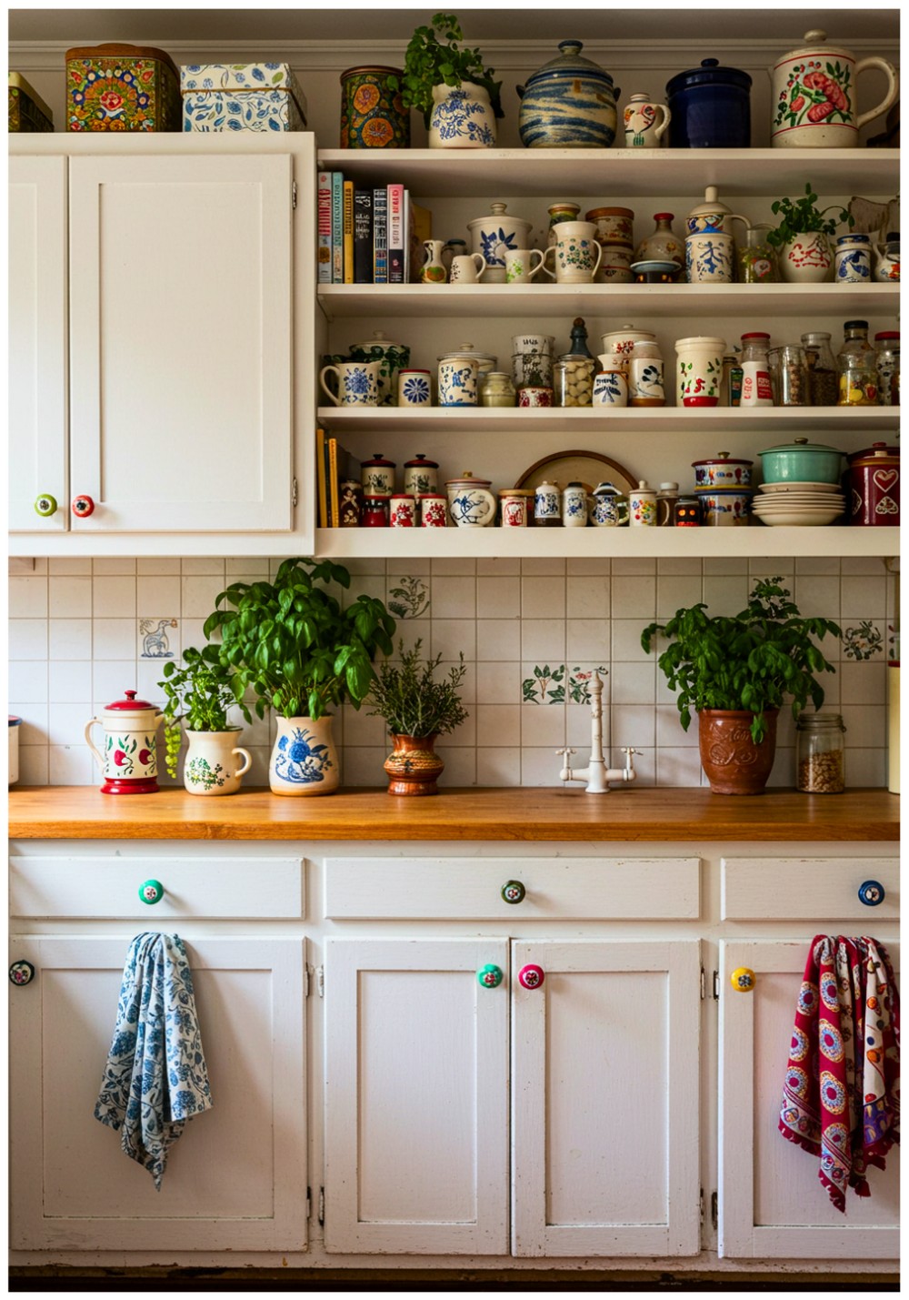 Bohemian White Cupboards Kitchen