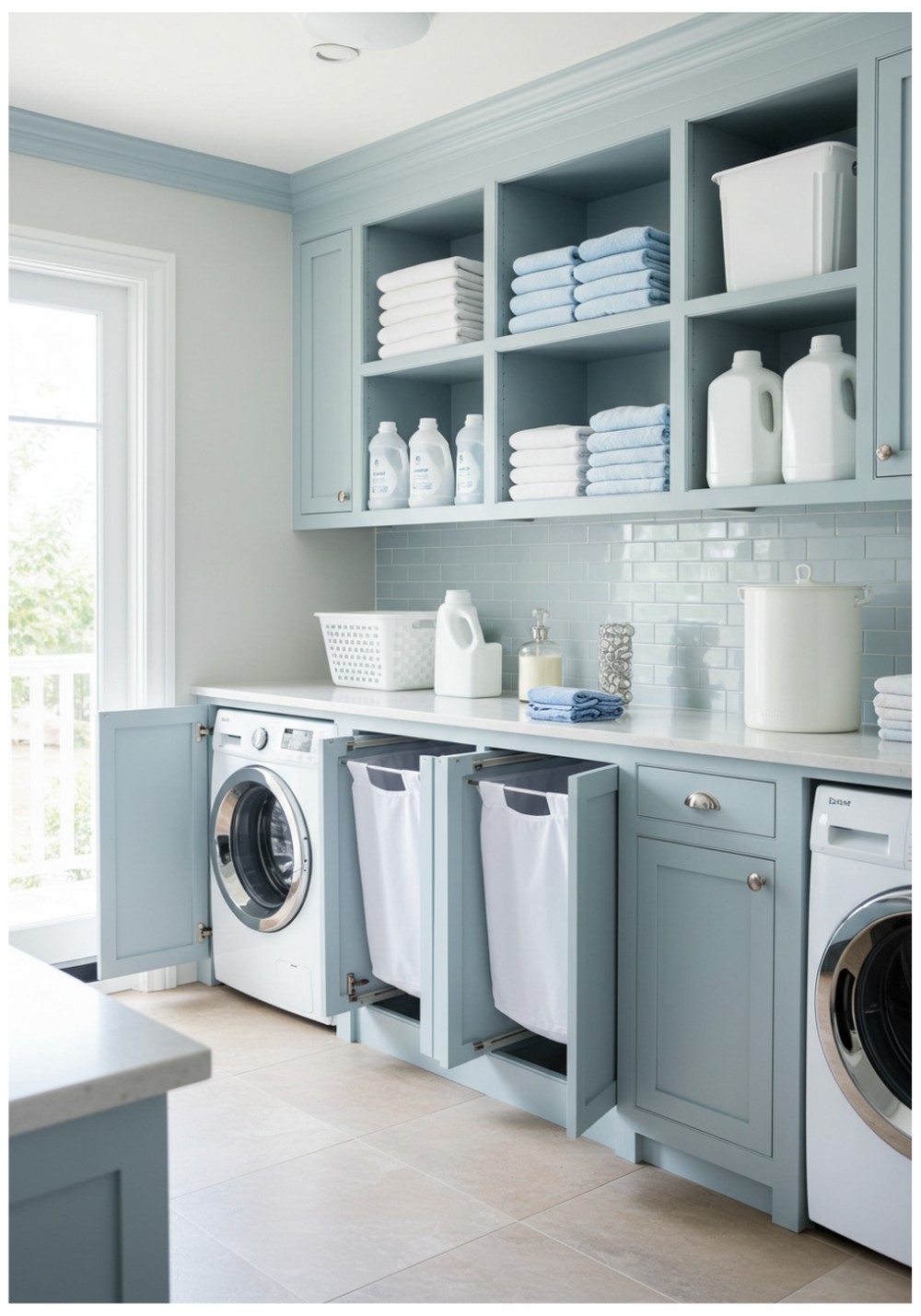 Built-In Sorting Bins and Shelves
