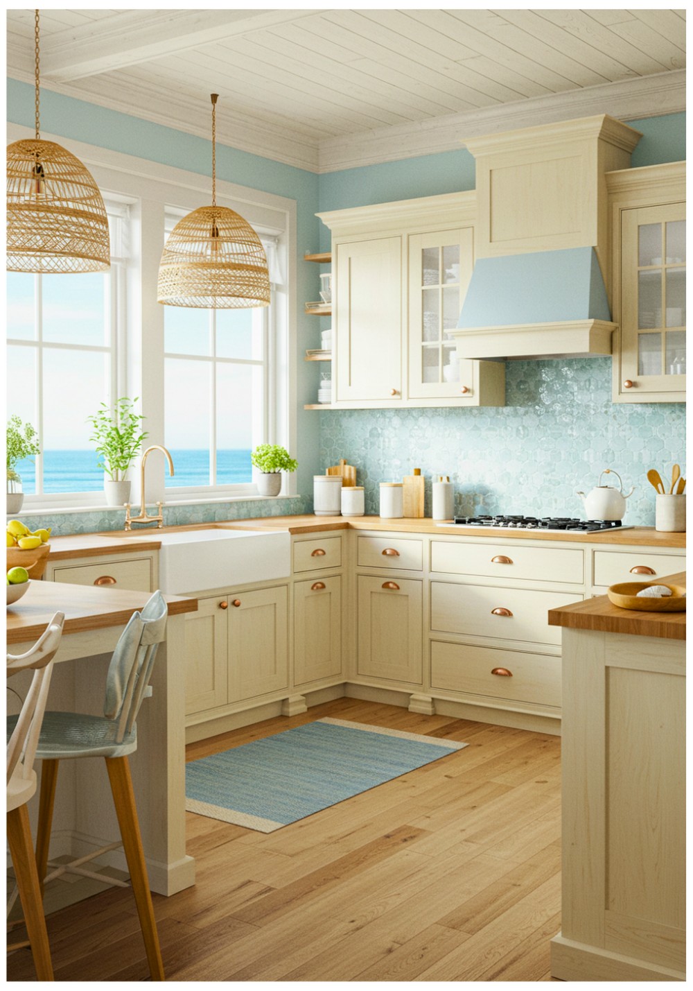Coastal Cream Kitchen Cabinets