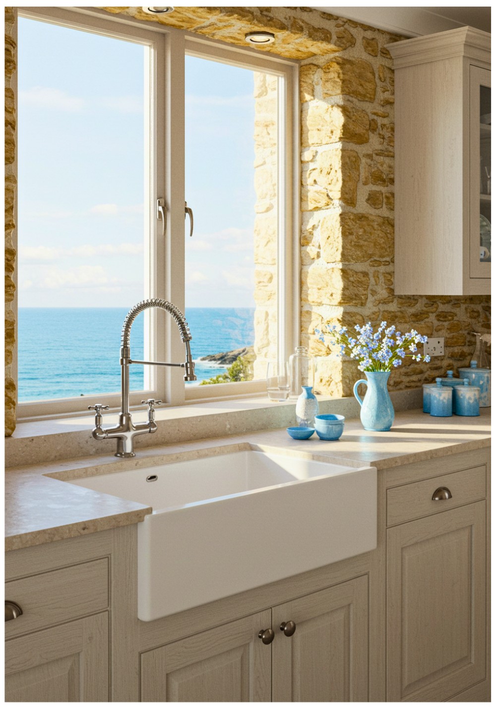 Coastal Stone Wall Kitchen