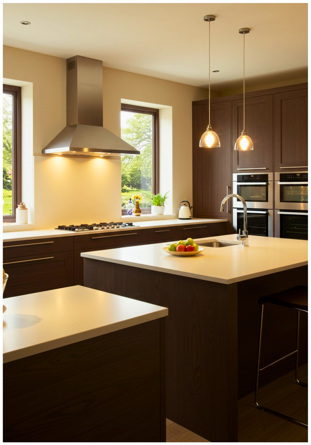 Contemporary Cream Backsplash Kitchen