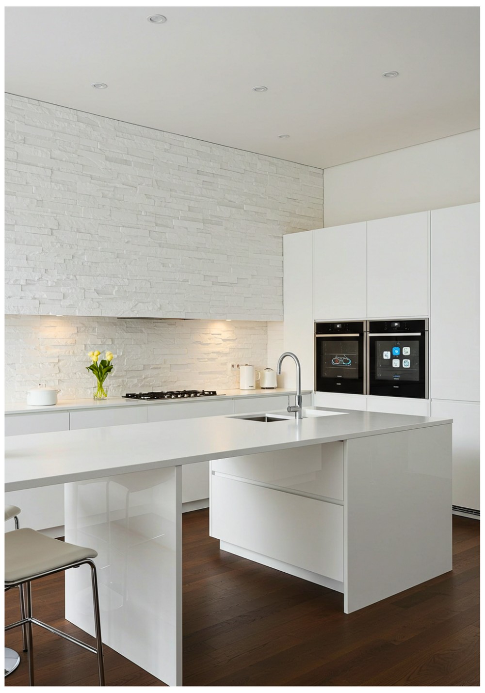 Contemporary Stone Wall Kitchen