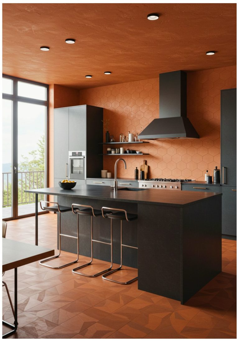 Contemporary Terracotta Kitchen Walls