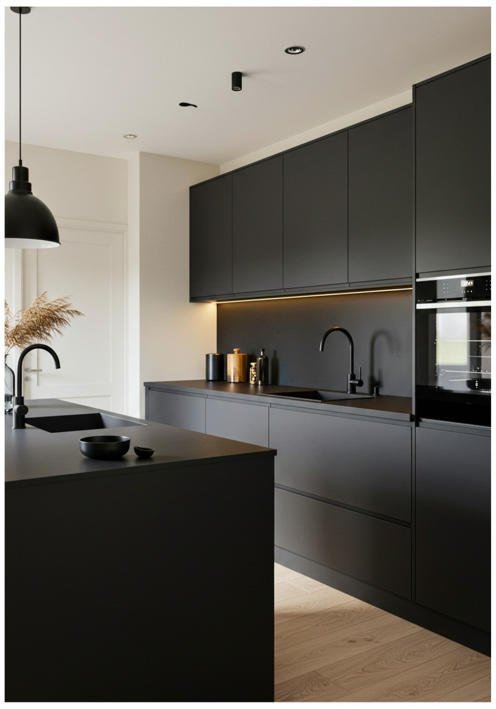 Contrasting Matte Black Fixtures