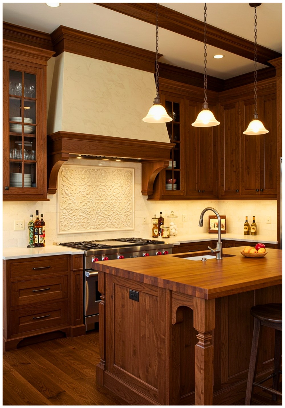 Craftsman Cream Backsplash Kitchen
