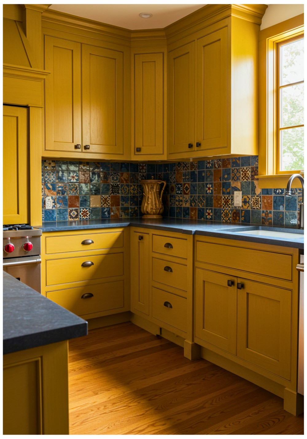 Craftsman Mustard Kitchen