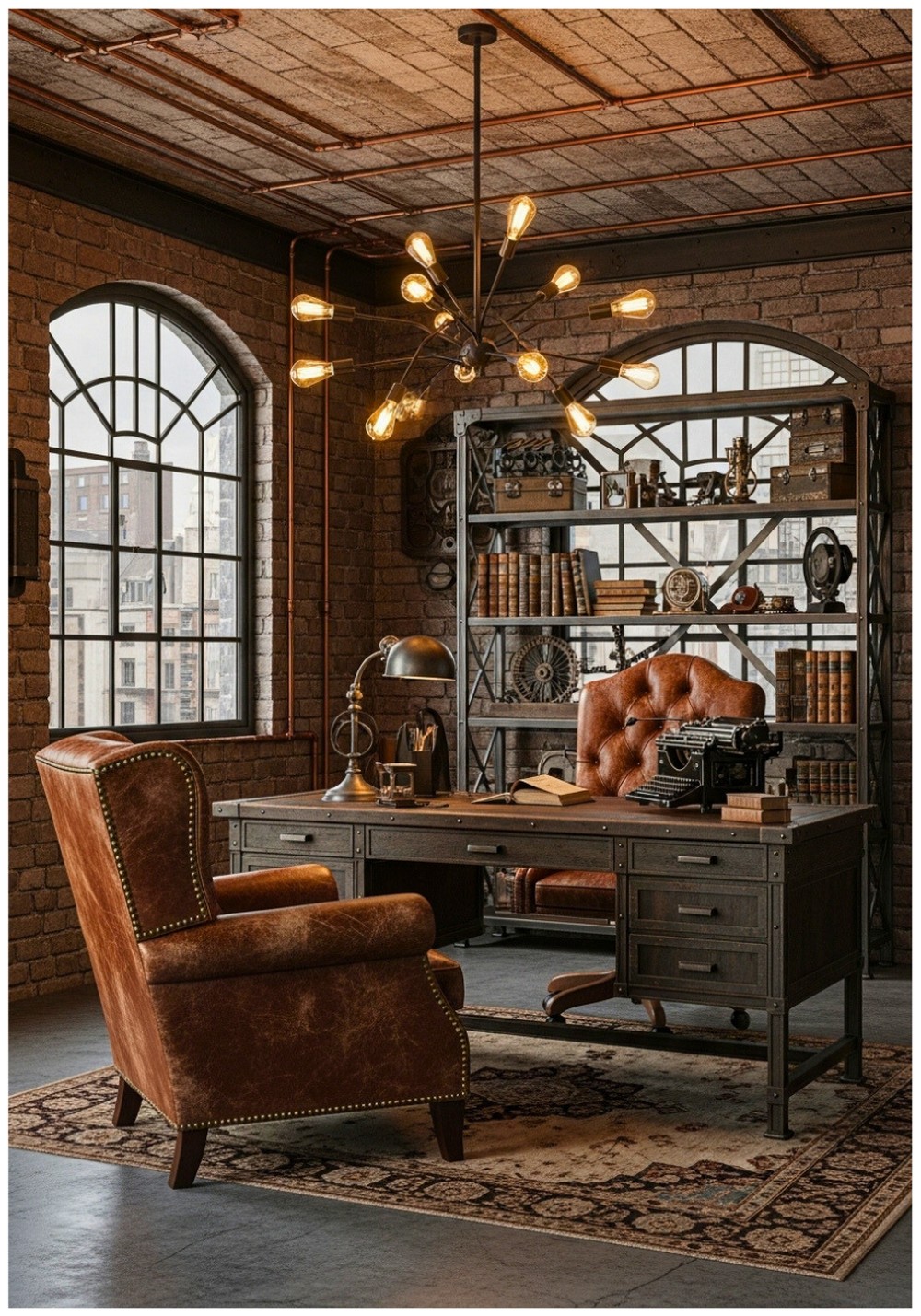 Dark Bronze Fixtures With Vintage Industrial Elements