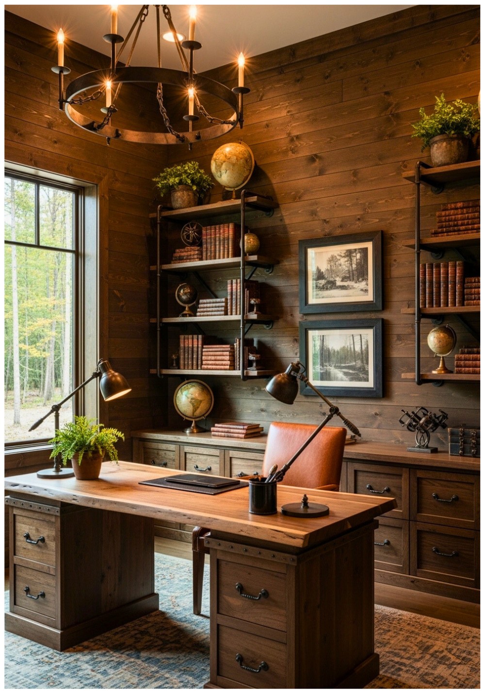 Dark Stained Barn Wood With Wrought Iron Details