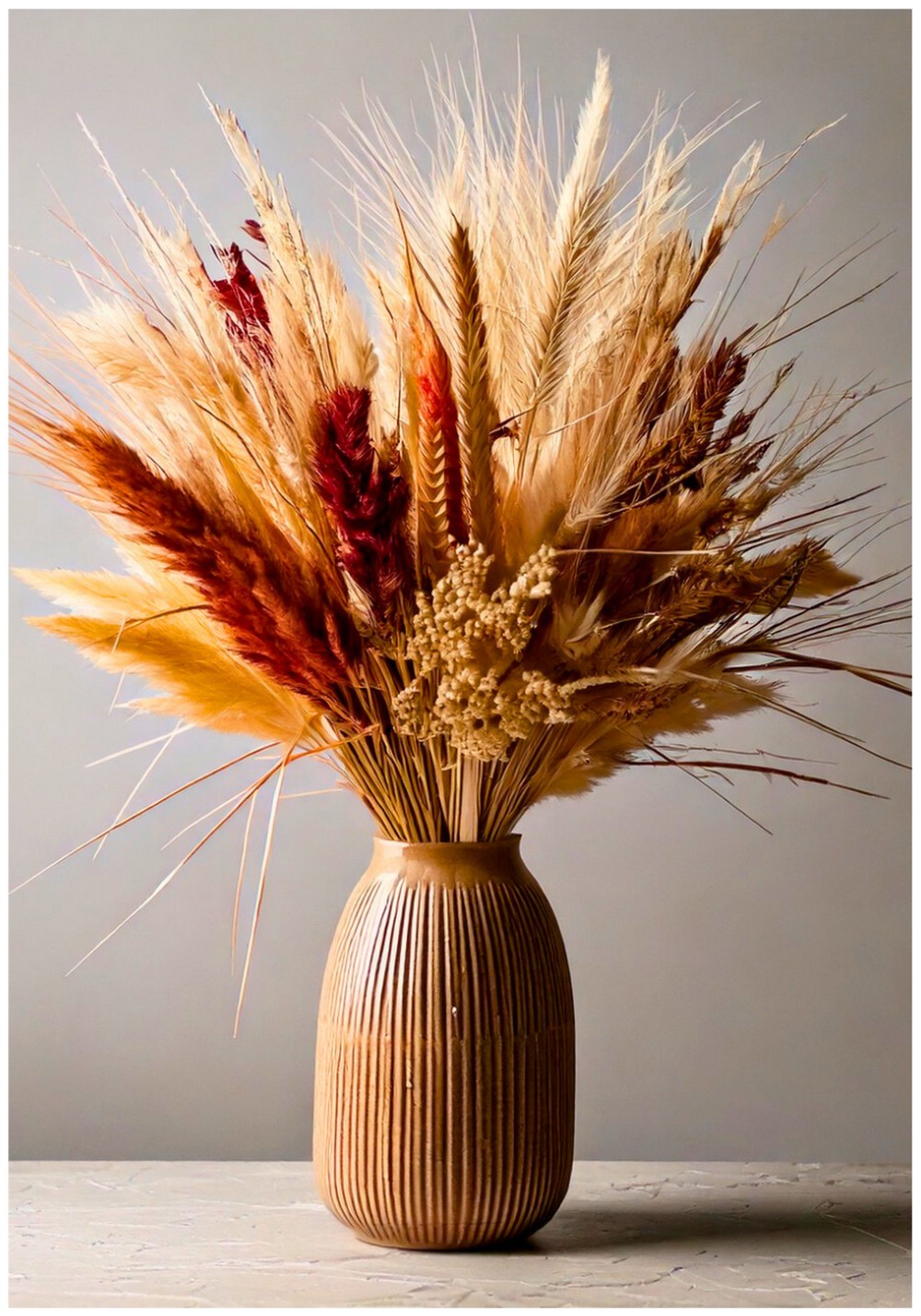 Dried Flower Bouquet in a Ceramic Vase