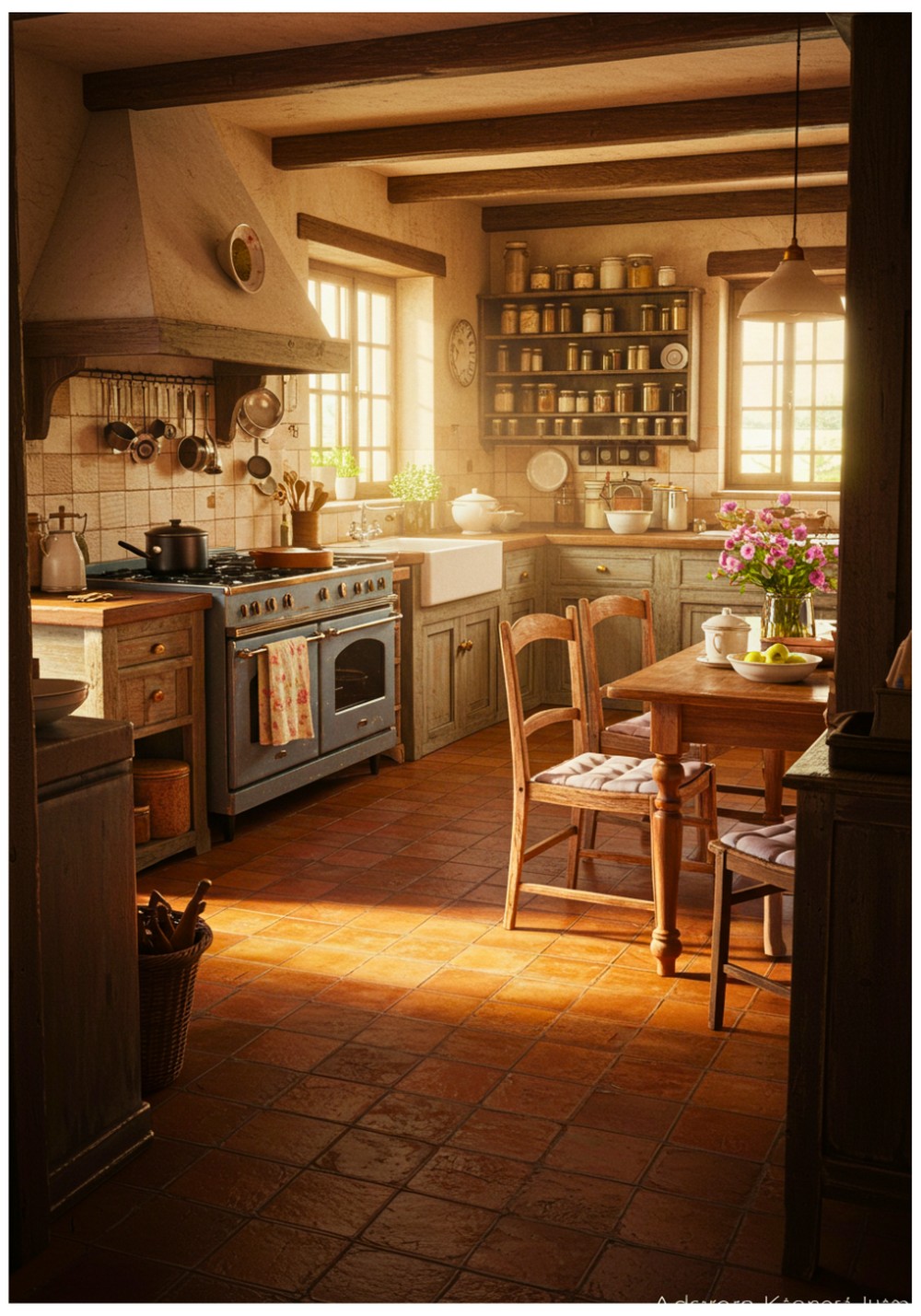 Farmhouse Terracotta Tiles Kitchen