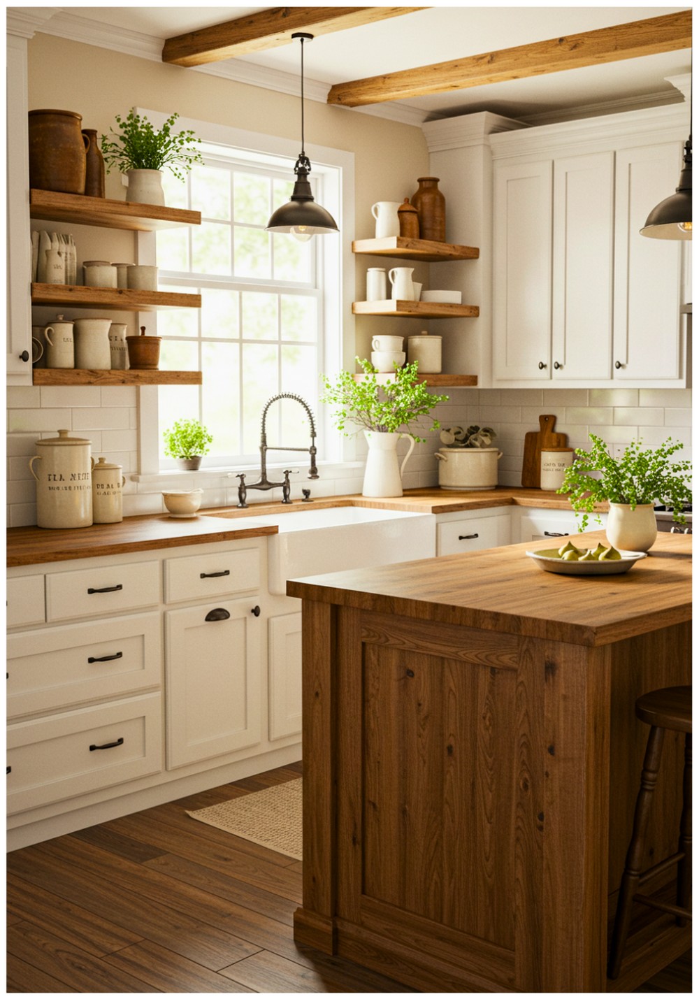 Farmhouse White Cupboards Kitchen