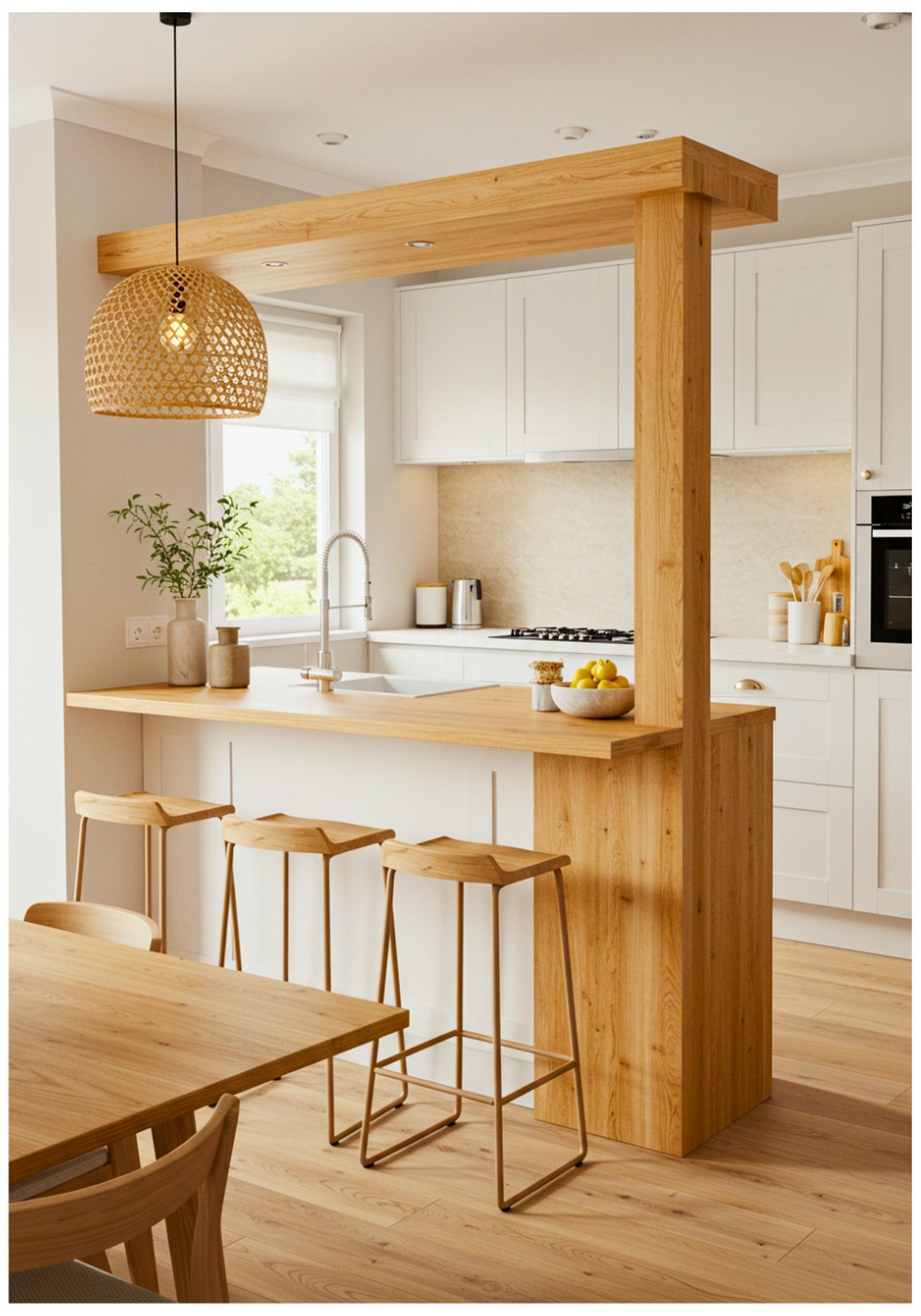 Floating Wood Breakfast Bar