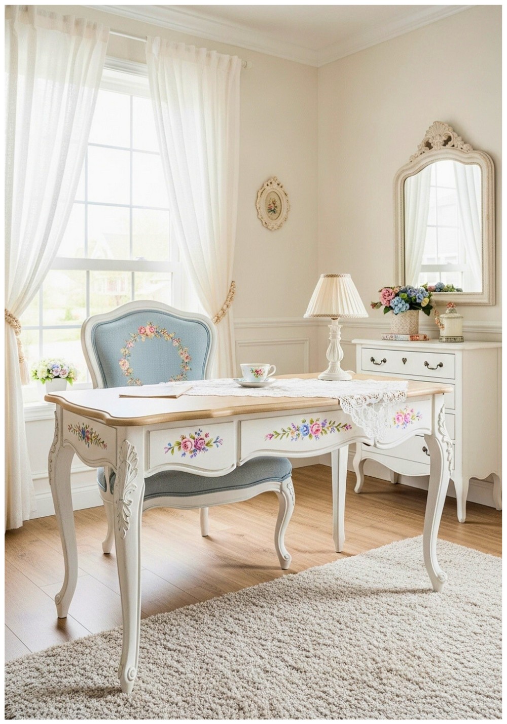French Provincial Charm Vintage White Furniture With Curved Details