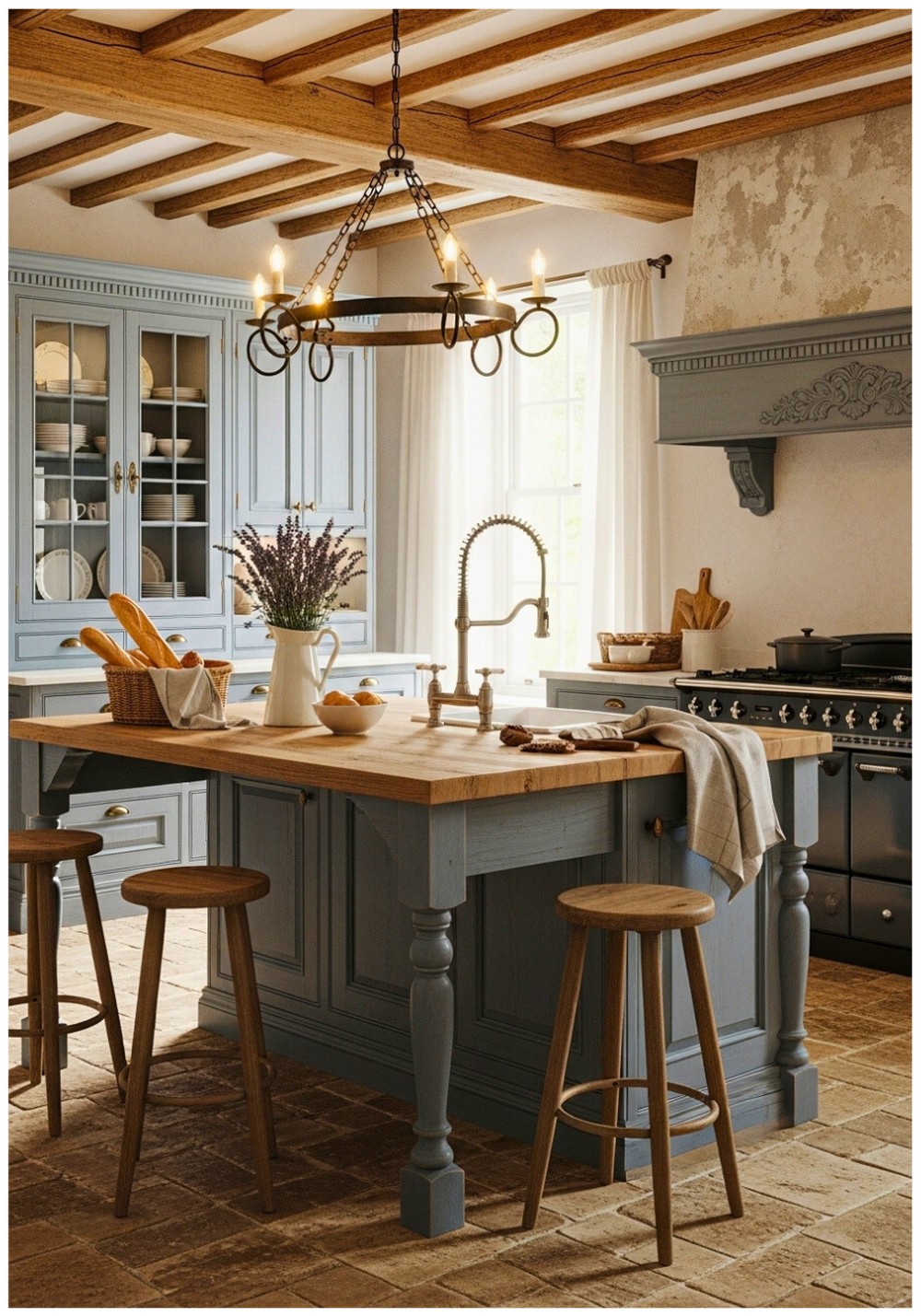 French Provincial Dusty Blue Elegance