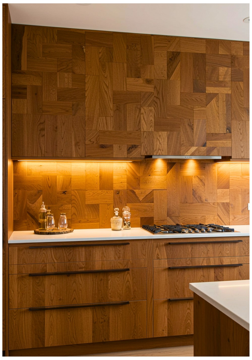 Geometric Oak Backsplash Tiles