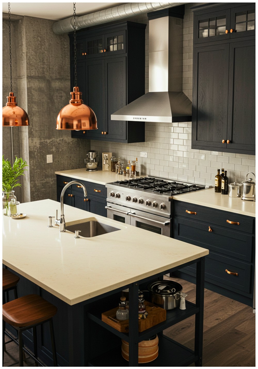 Industrial Cream Countertops Kitchen