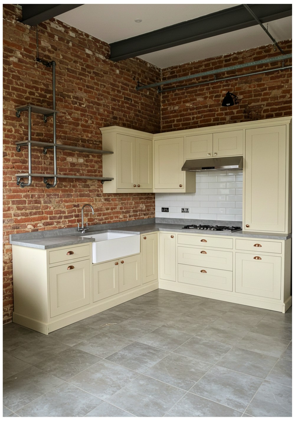 Industrial Cream Kitchen Cabinets