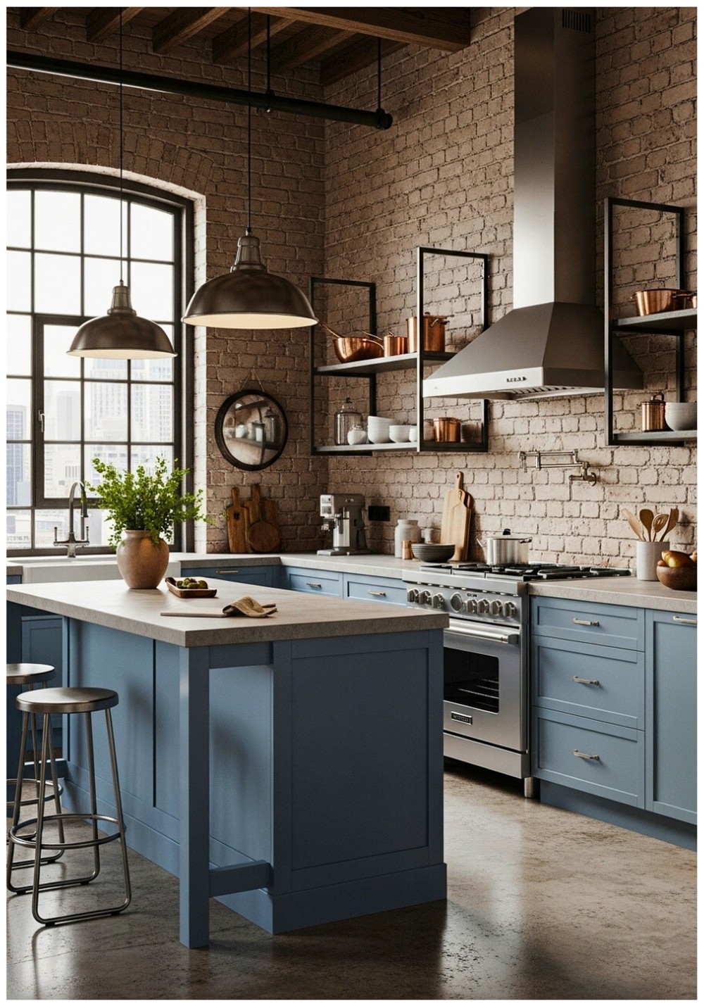 Industrial Loft Dusty Blue