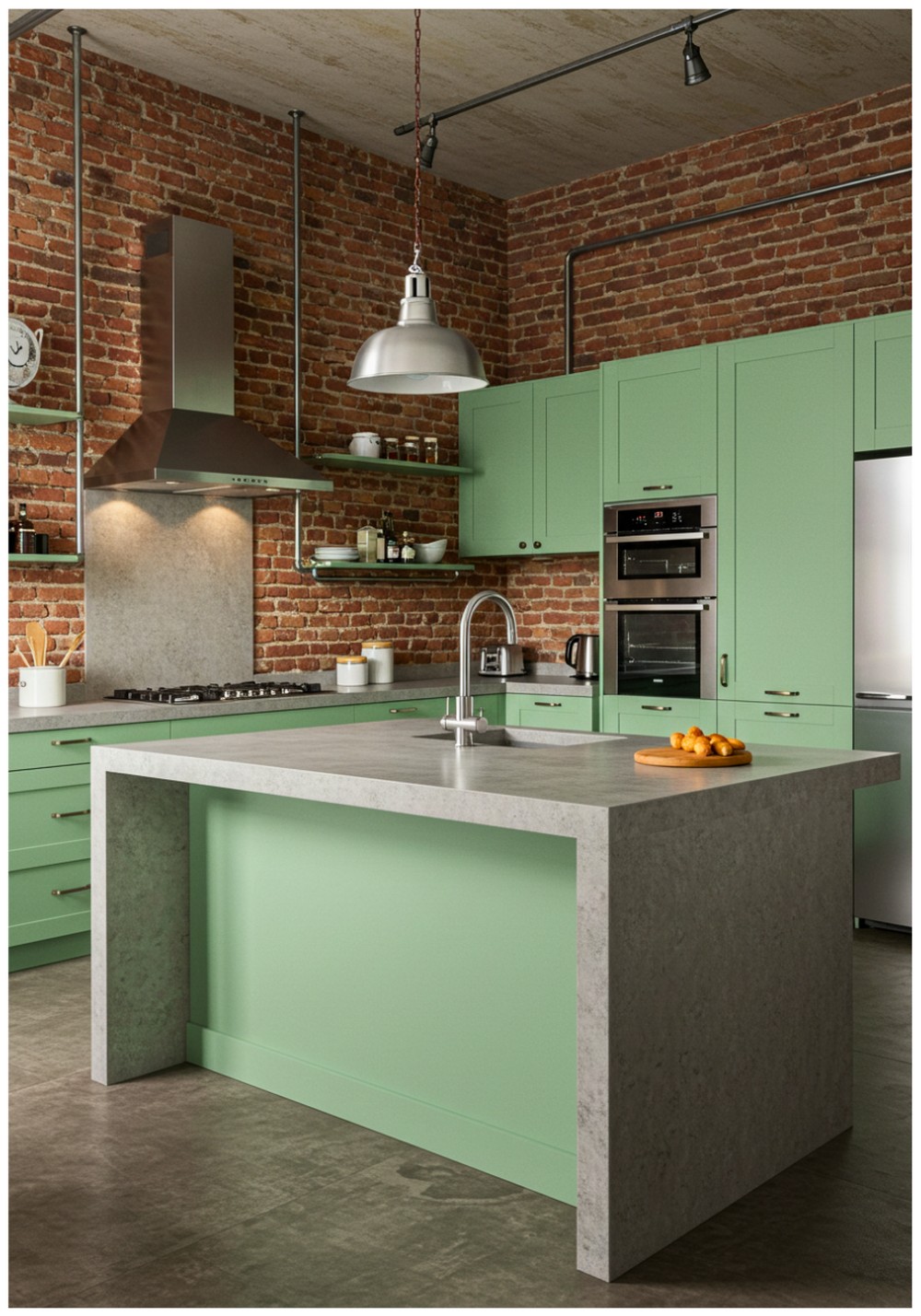 Industrial Pistachio Kitchen