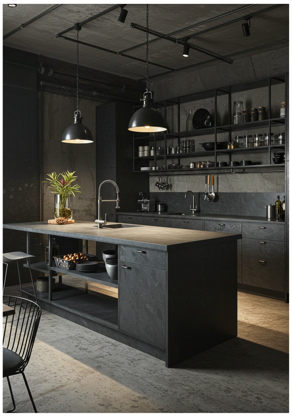 Industrial Stone Benchtop Kitchen