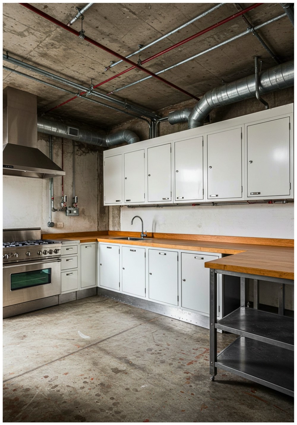 Industrial White Cupboards Kitchen