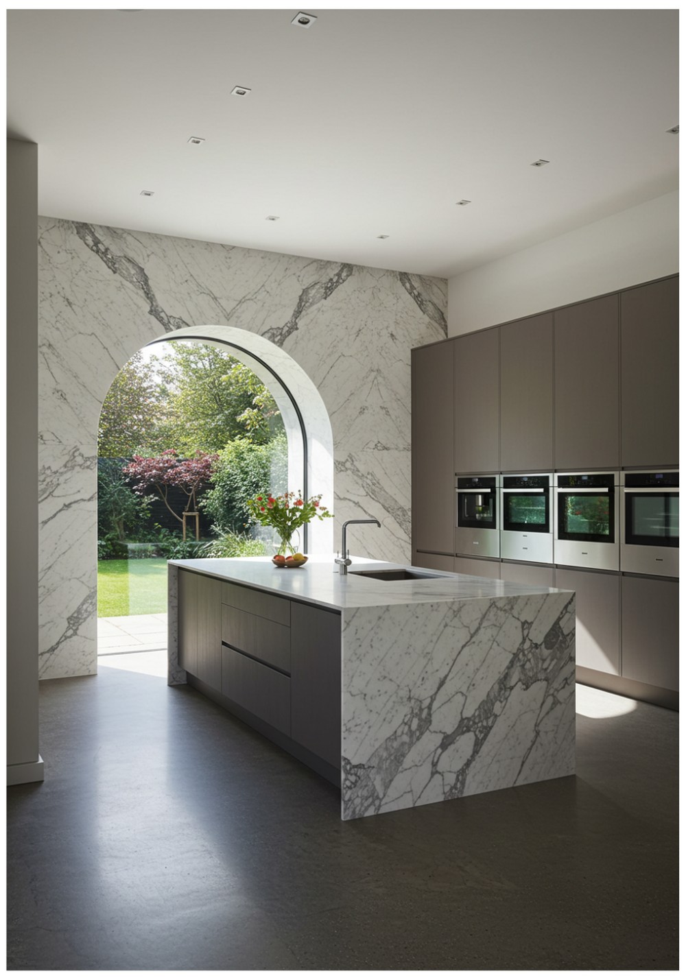 Marble-Clad Arch Statement Wall