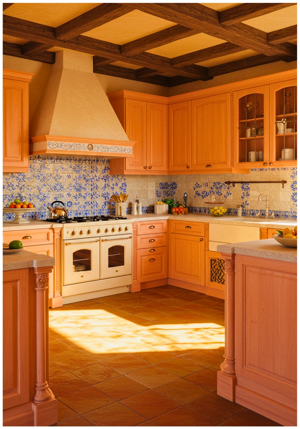 Mediterranean Peach Kitchen