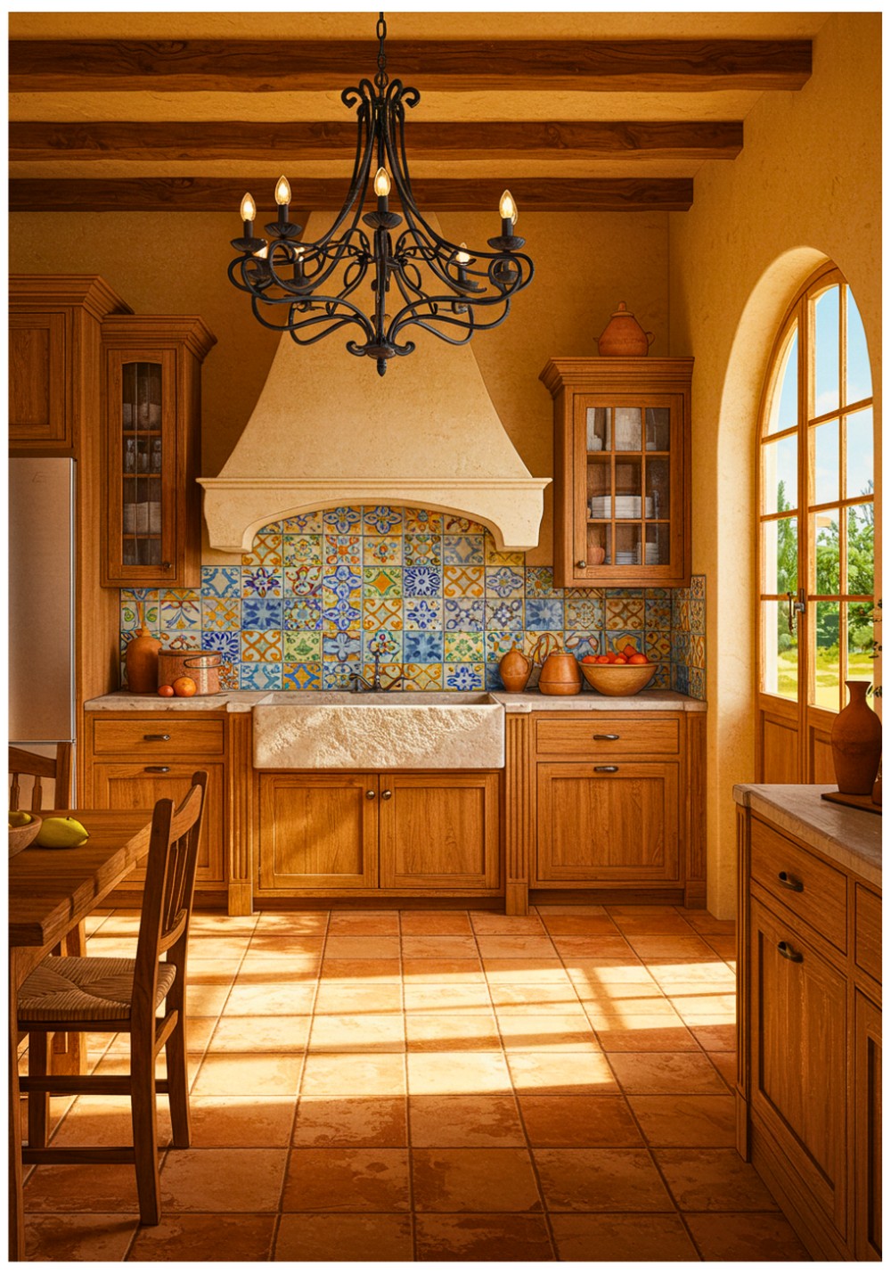 Mediterranean Stone Sink Kitchen