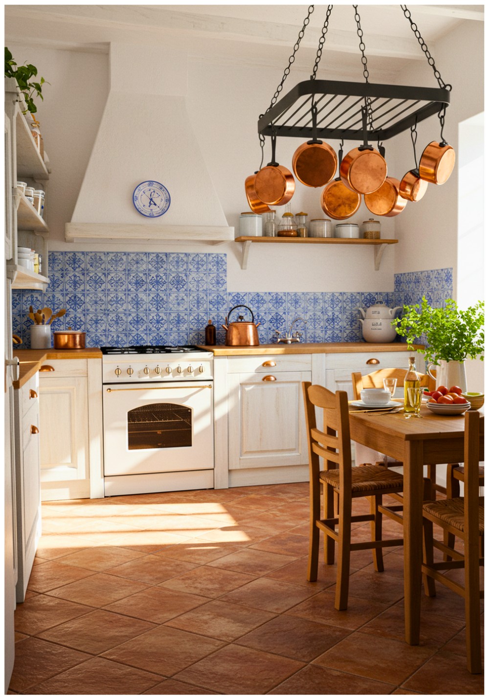 Mediterranean White Cupboards Kitchen