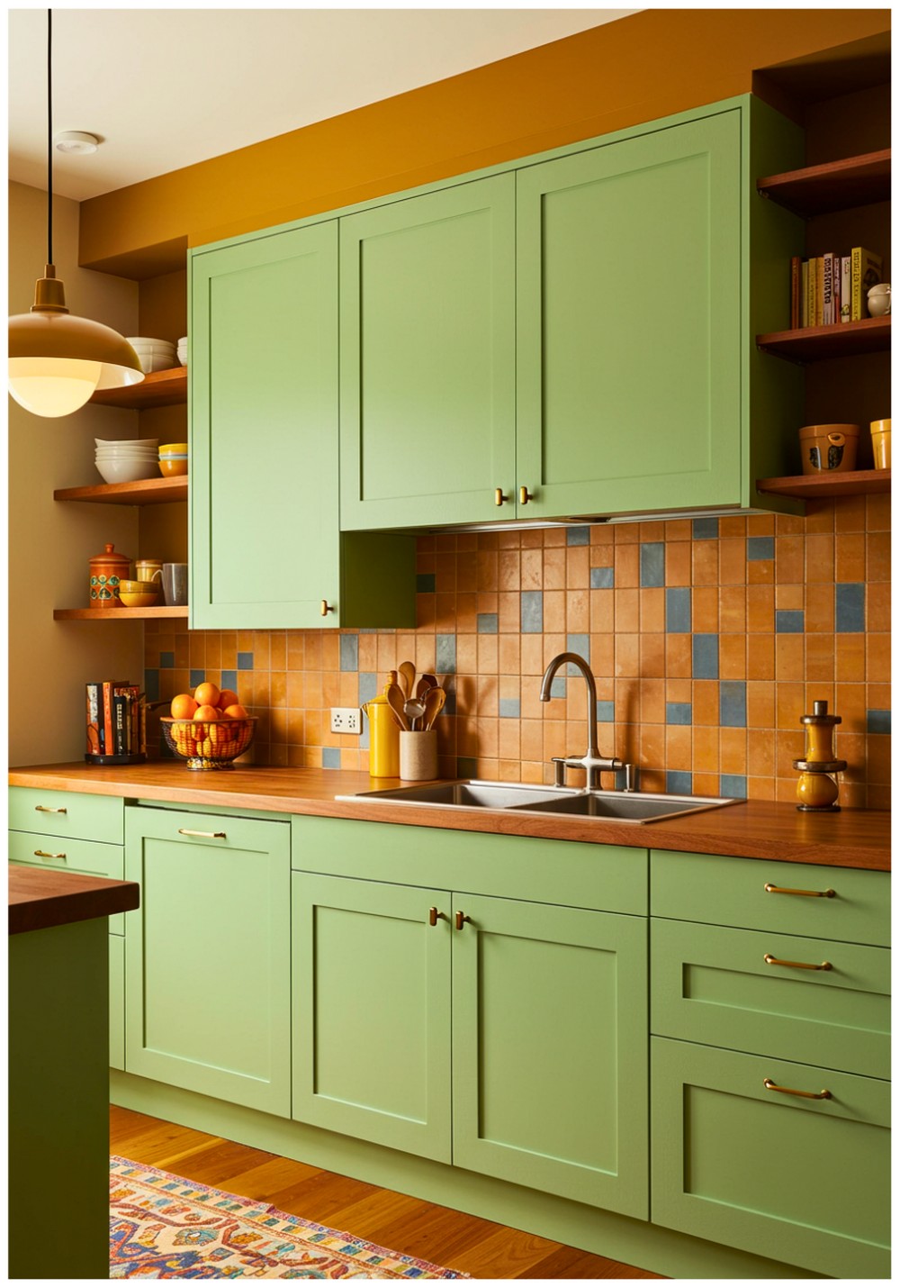 Midcentury Modern Pistachio Kitchen