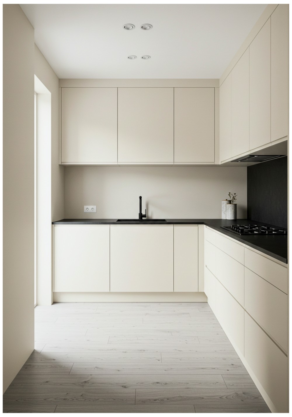 Minimalist Cream Kitchen Cabinets