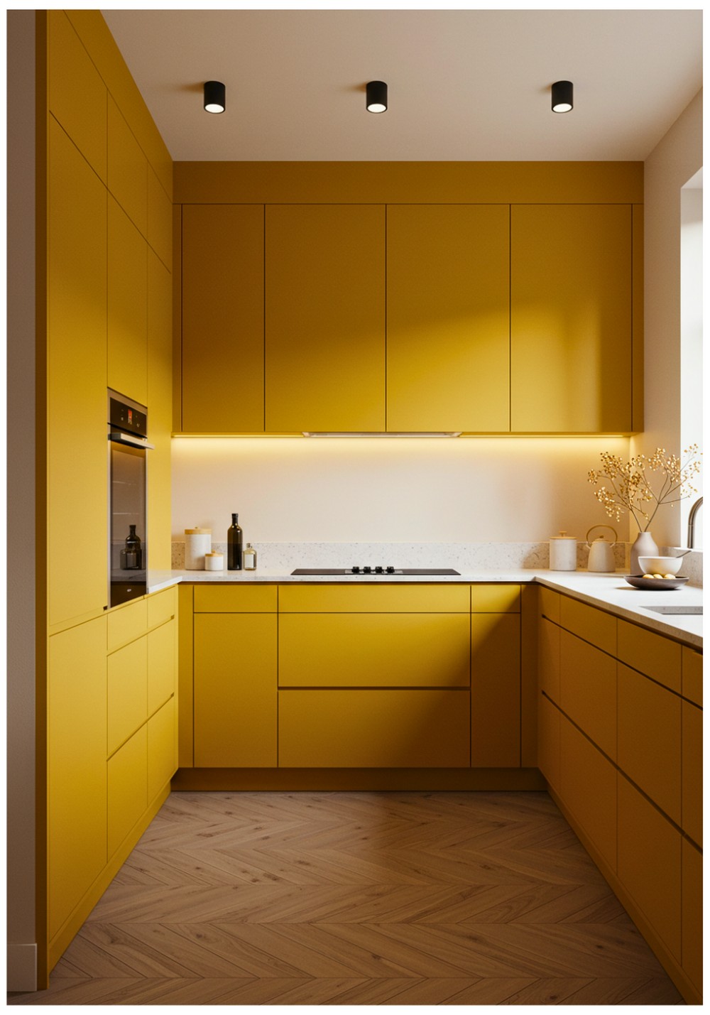 Minimalist Mustard Kitchen