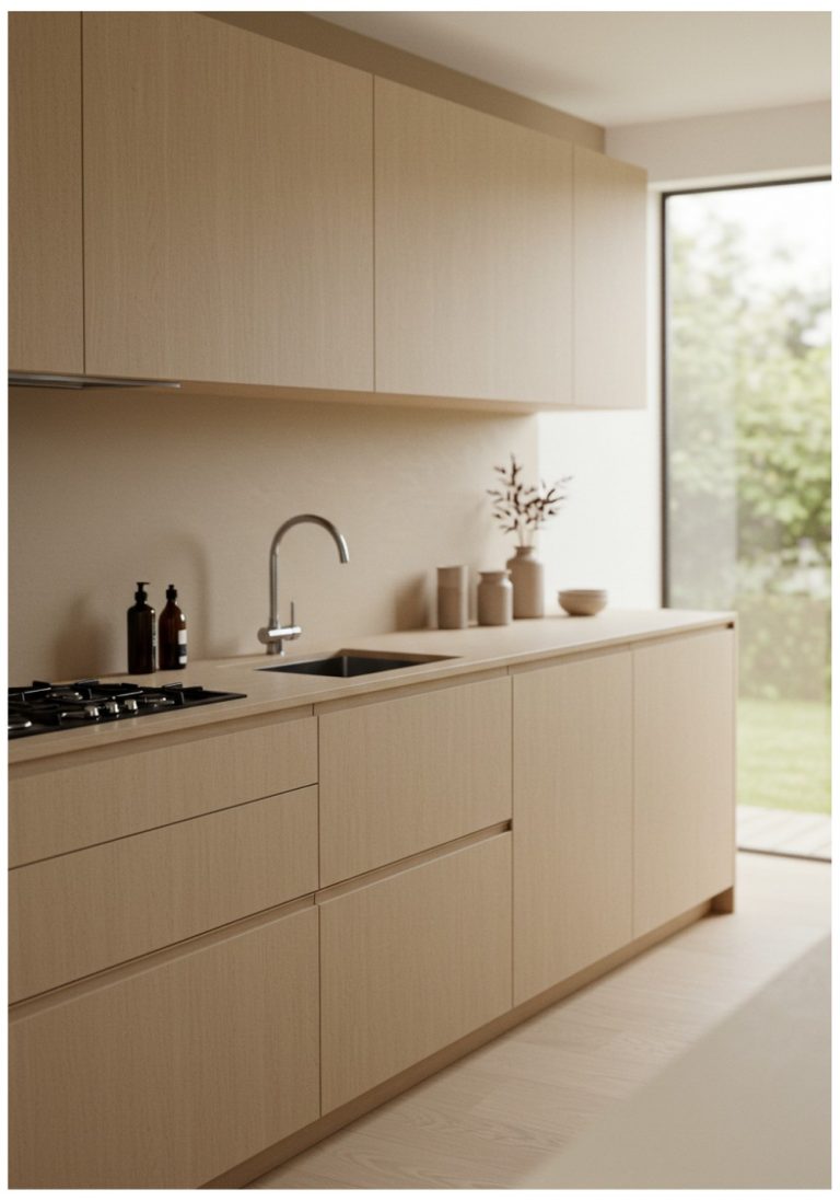 Minimalist Sand Kitchen Cabinets