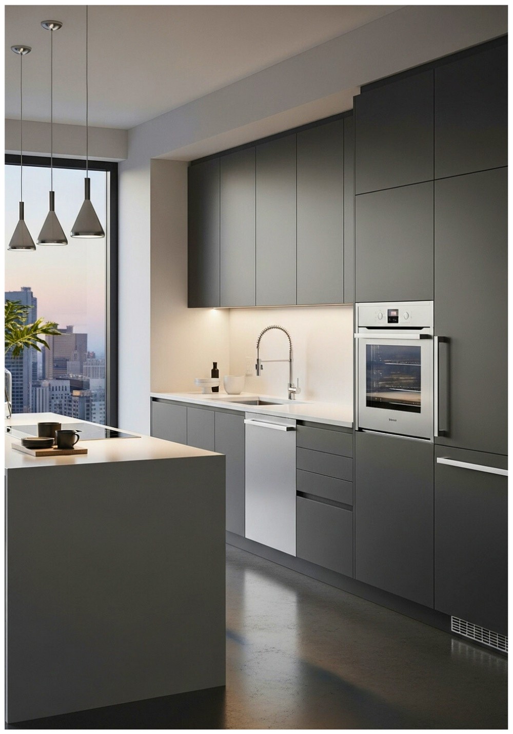 Modern Minimalist Charcoal Cabinetry
