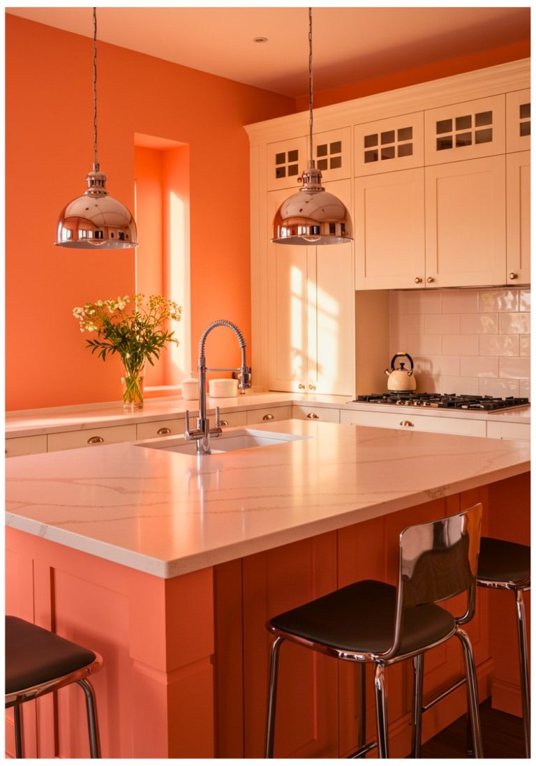 Modern Peach Kitchen Walls