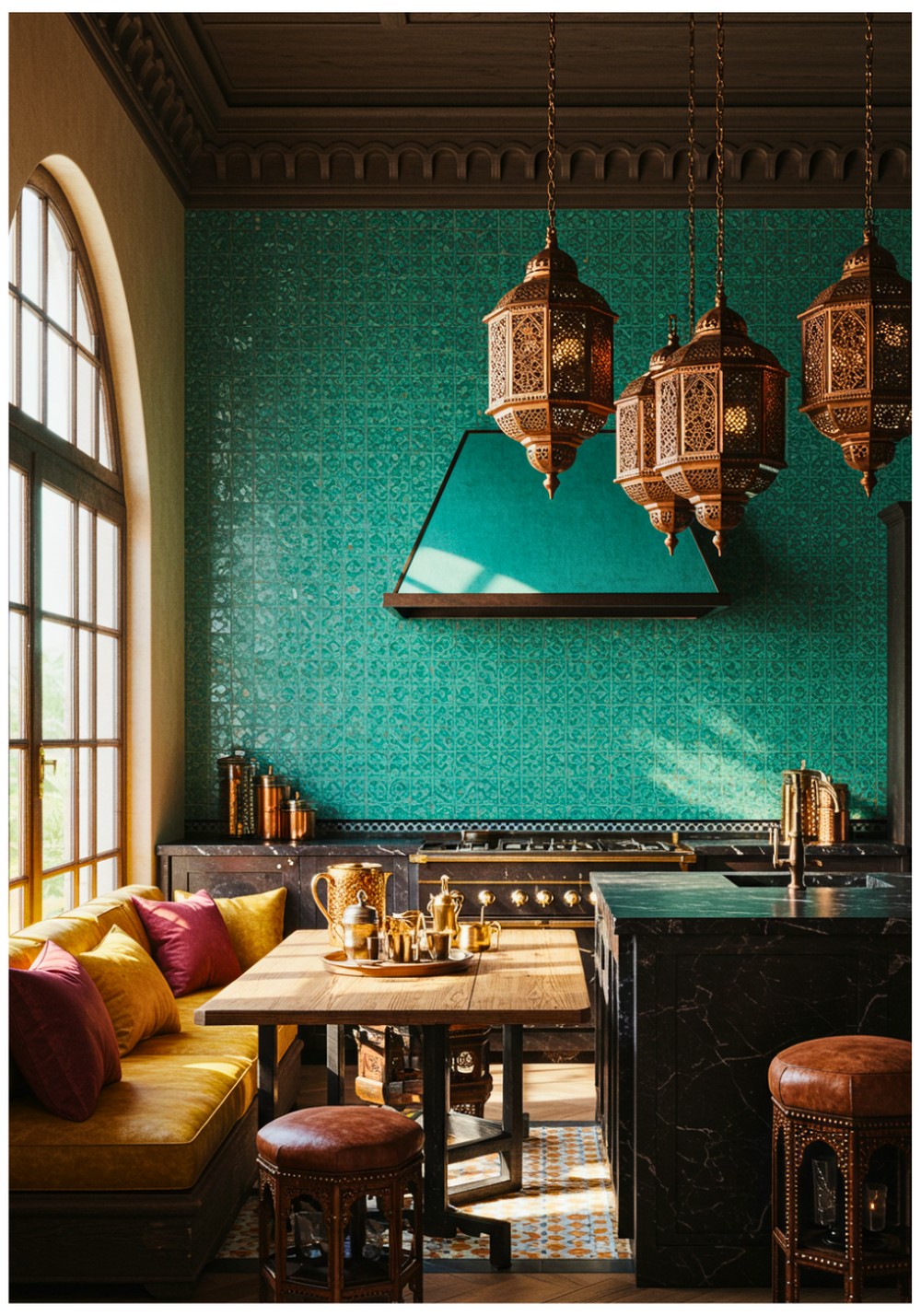 Moroccan-Inspired Turquoise Tile Pattern