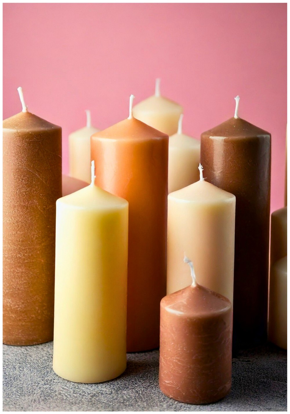 Neutral-Colored Candles in Varying Heights