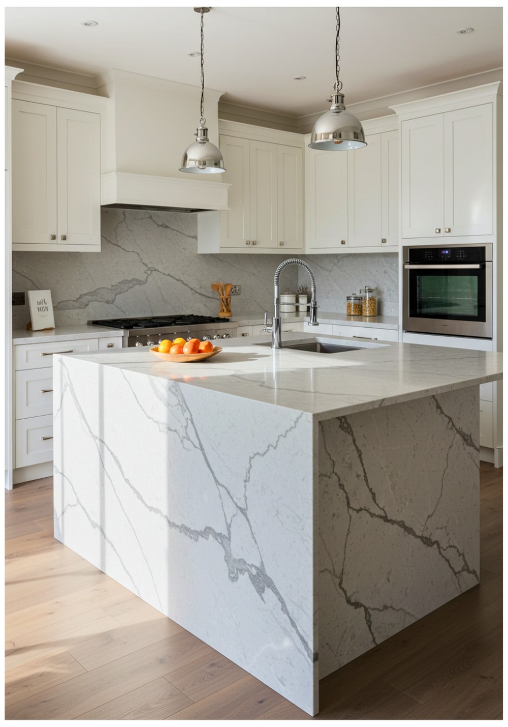 Quartz Waterfall Island Centerpiece