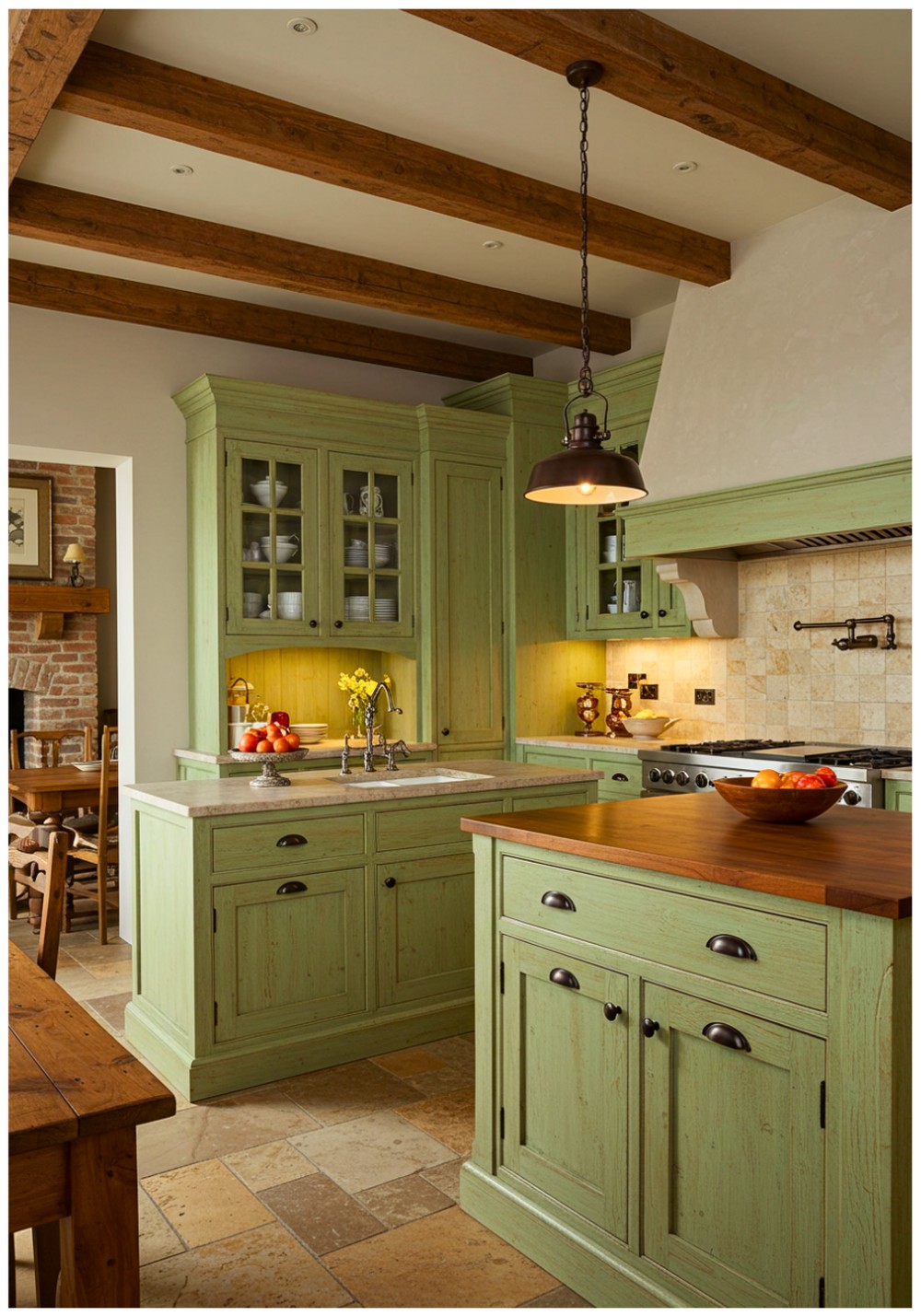 Rustic Pistachio Kitchen