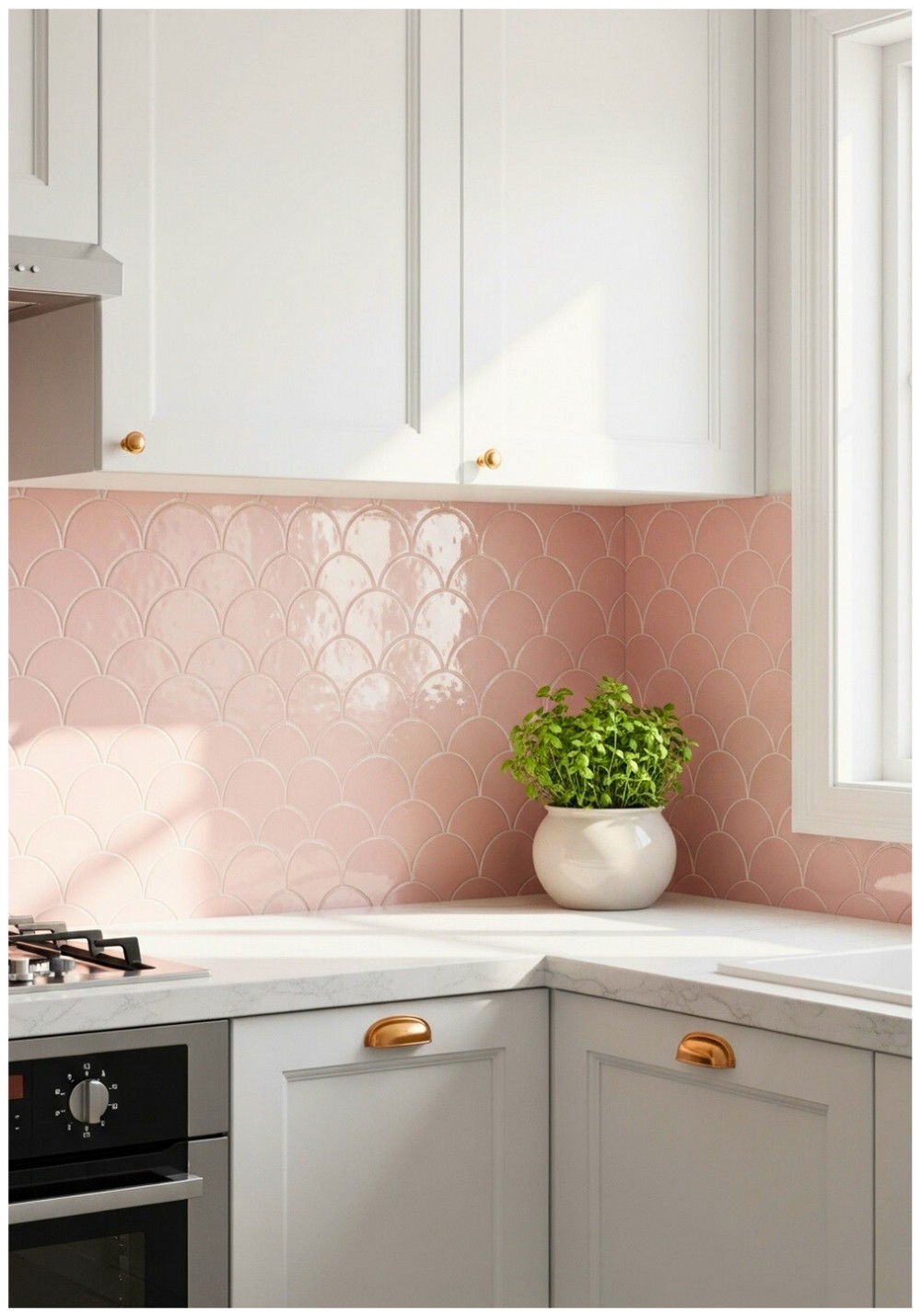 Scalloped Pink Tile Backsplashes